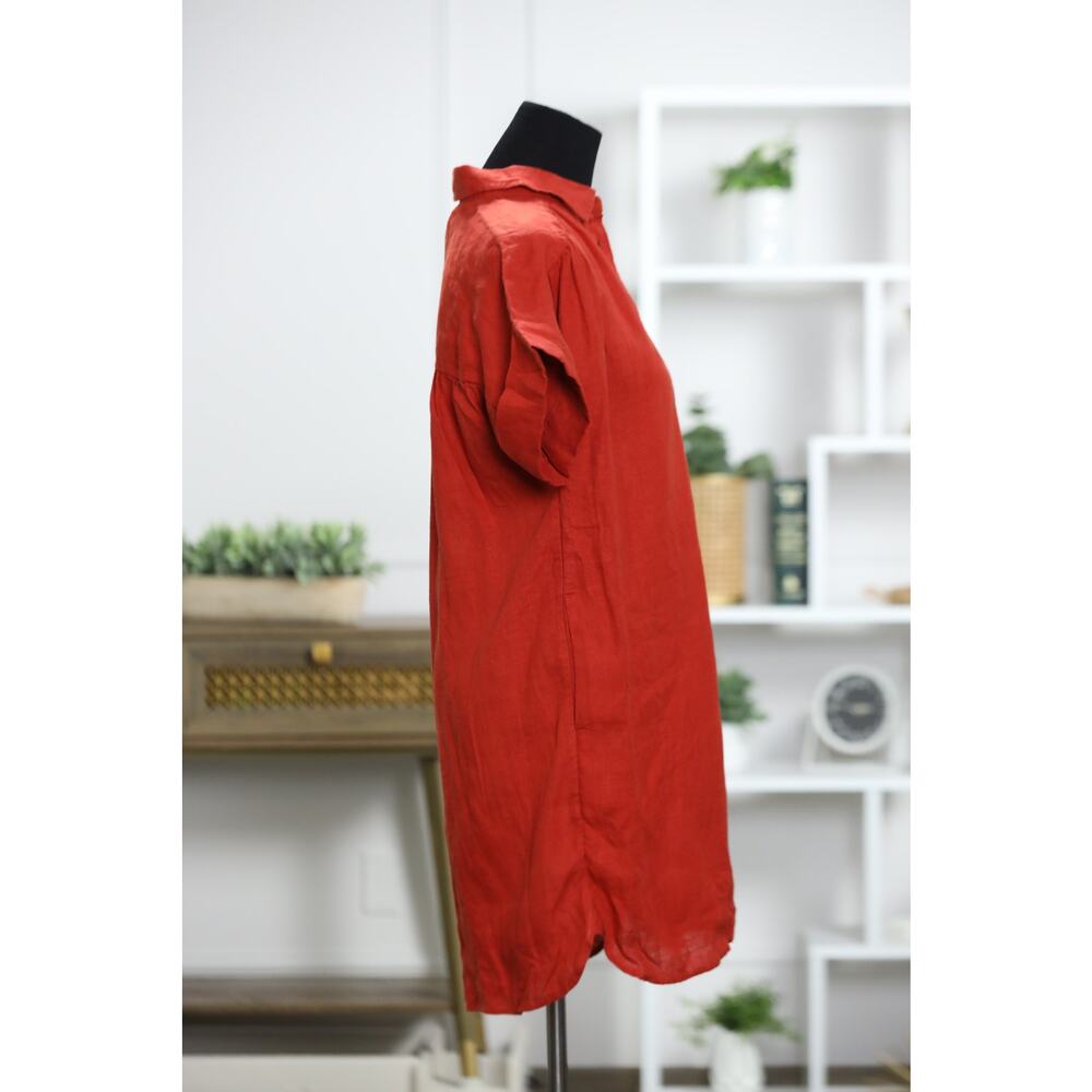 J.Crew NWT 100% Linen Relaxed Shirt Dress Red Coastal Resort Cover Up MP $148 - Picture 8 of 14